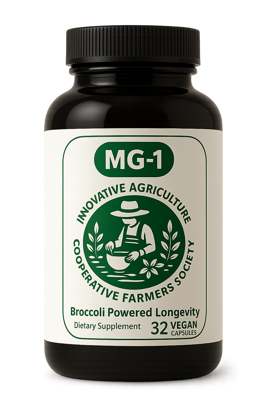 MG-1 microgreens supplement bottle
